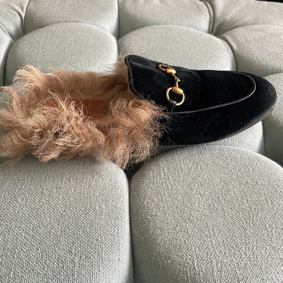 Gucci Princetown Velvet Fur Mules - Picture 8 of 16